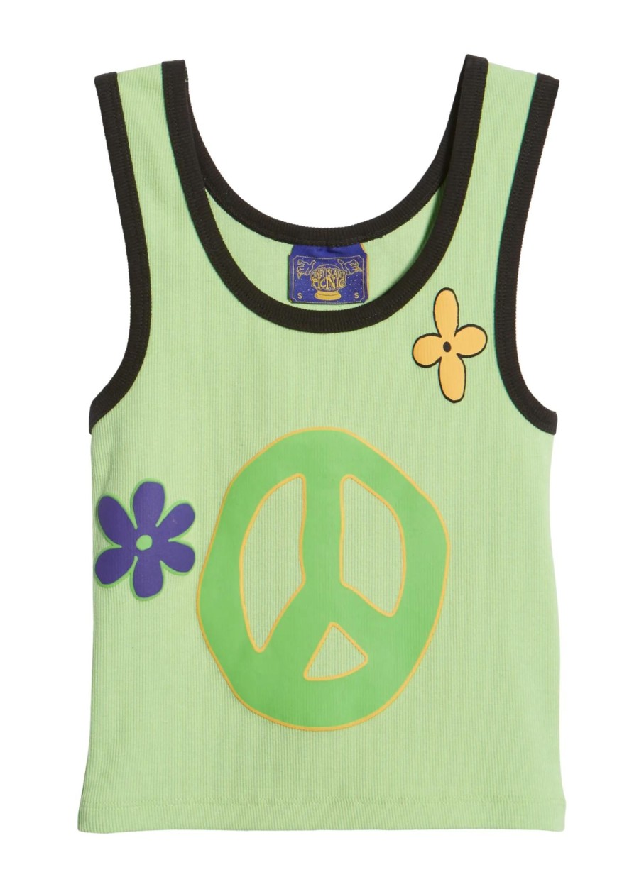 Women Coney Island Picnic | Peace Power Ribbed Ringer Tank Top