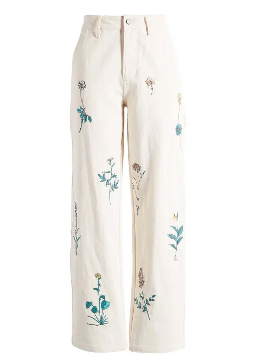 Women Coney Island Picnic | Country Club Floral Carpenter Pants Coconut Milk