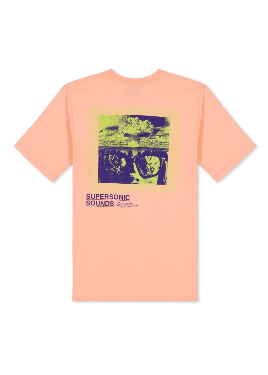 Men Coney Island Picnic | Supersonic Sounds Graphic Short Sleeve Tee Peach