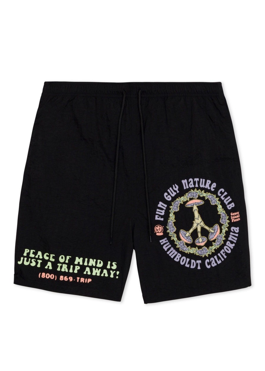 Men Coney Island Picnic | Fun Guy Nature Club Nylon Shorts Black