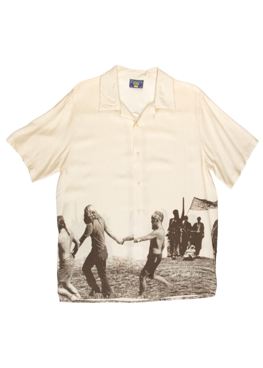 Men Coney Island Picnic | Utopia Usa Rayon Camp Shirt Almond Milk