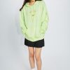 Women Coney Island Picnic | Party Wave Puff Print Graphic Pullover Hoodie Lime Green