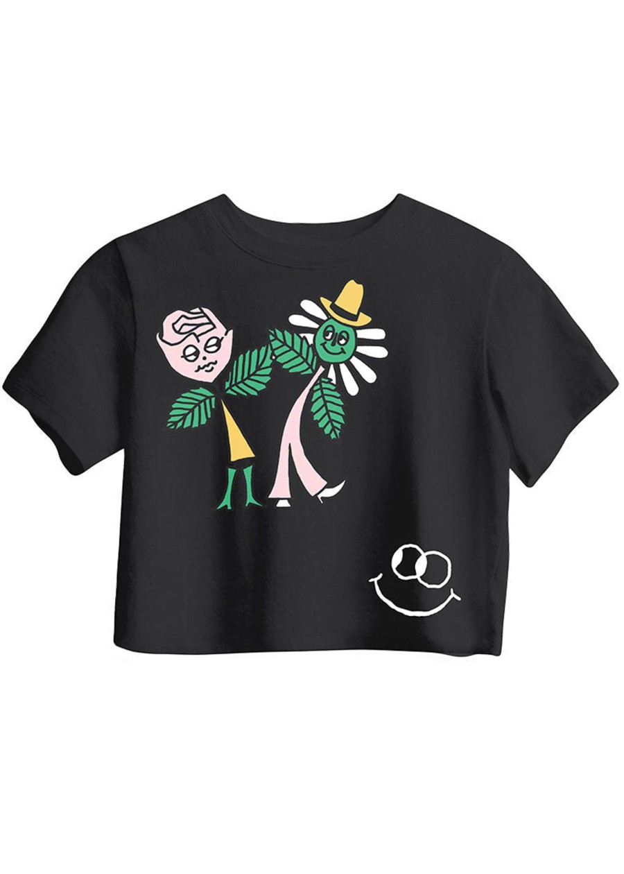 Women Coney Island Picnic | Music For Plants Cropped Boxy Tee Black