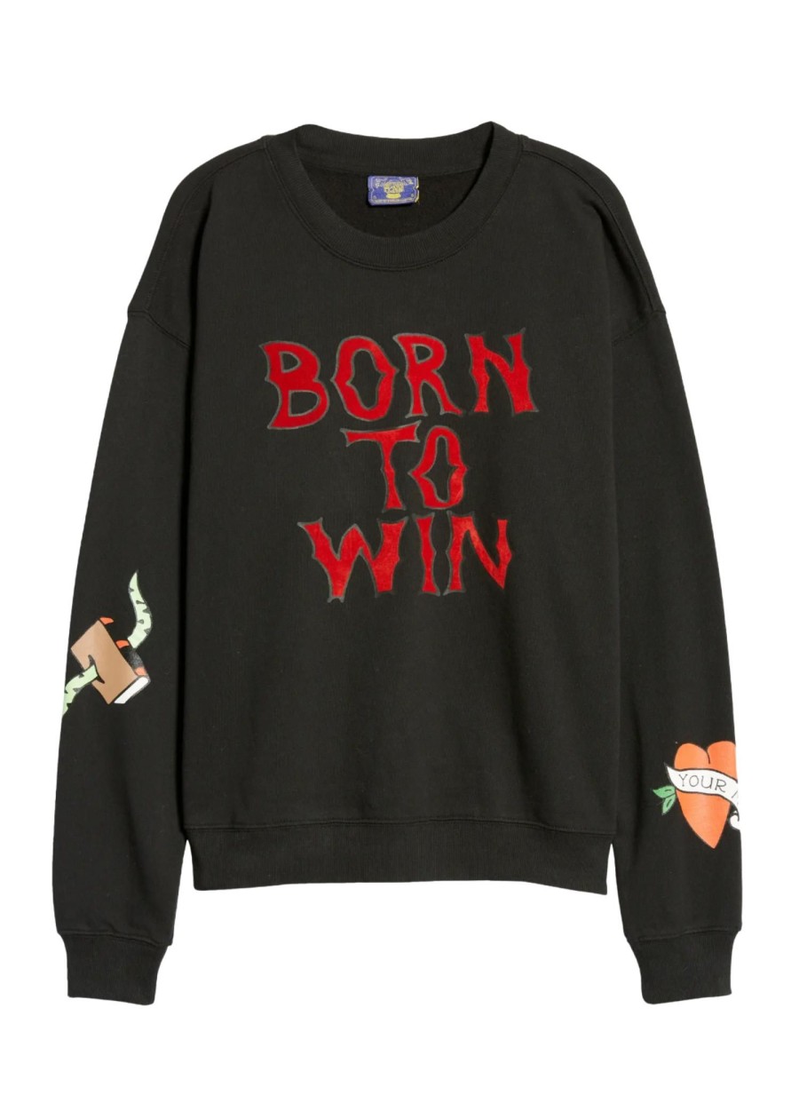 Women Coney Island Picnic | Born To Win Graphic Sweatshirt Black