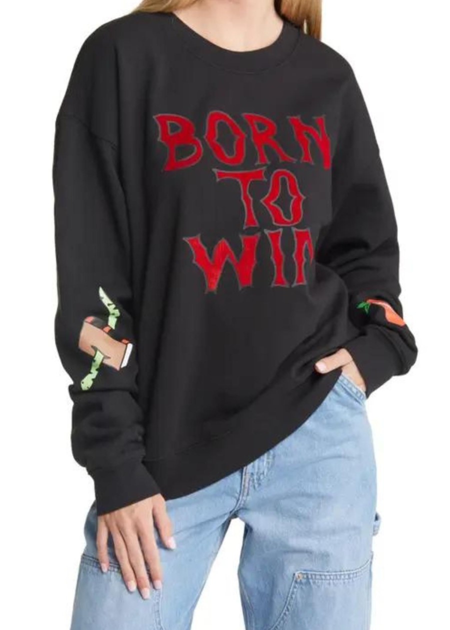 Women Coney Island Picnic | Born To Win Graphic Sweatshirt Black