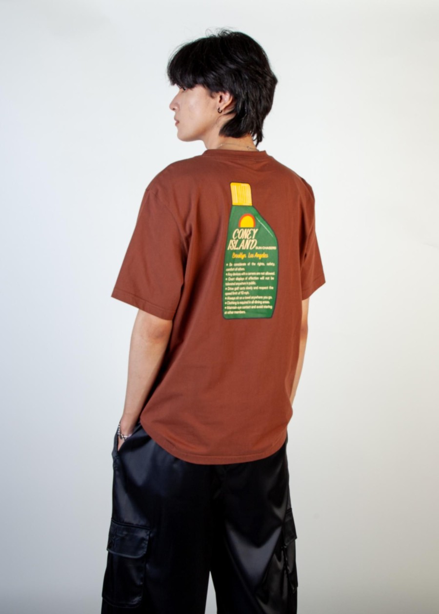 Men Coney Island Picnic | Sun Chasers Short Sleeve Graphic Tee Brown