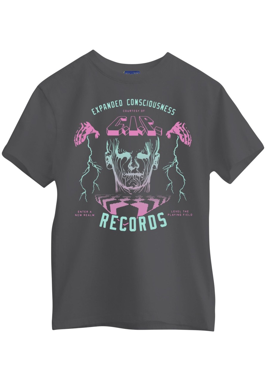 Women Coney Island Picnic | Cip Records Graphic Short Sleeve Tee Washed Charcoal