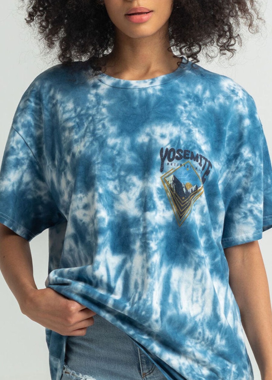 Women Coney Island Picnic | Yosemite Mountains Tie Dye Short Sleeve Tee Td Blue