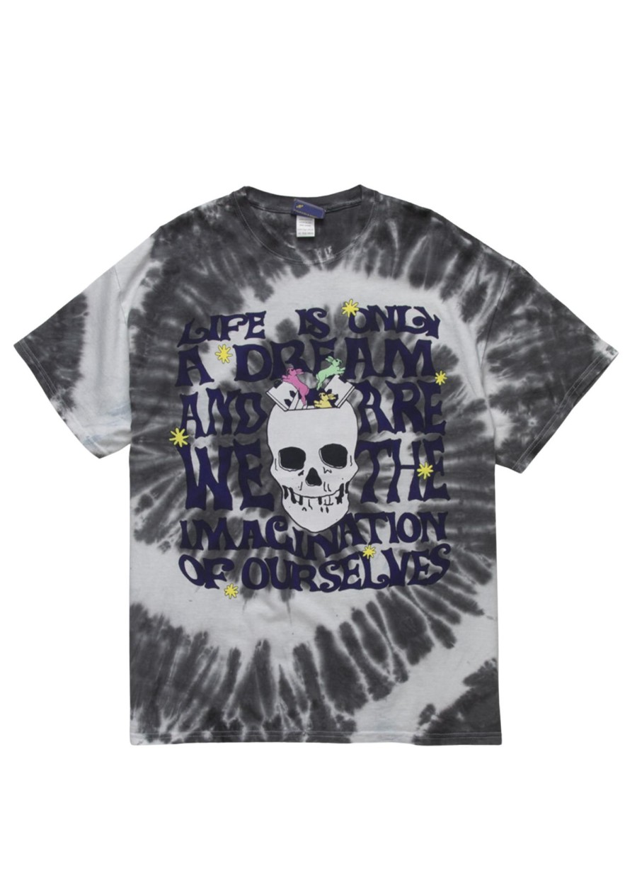 Men Coney Island Picnic | Life Is A Dream Skull Tie-Dye Graphic Tee Td Black