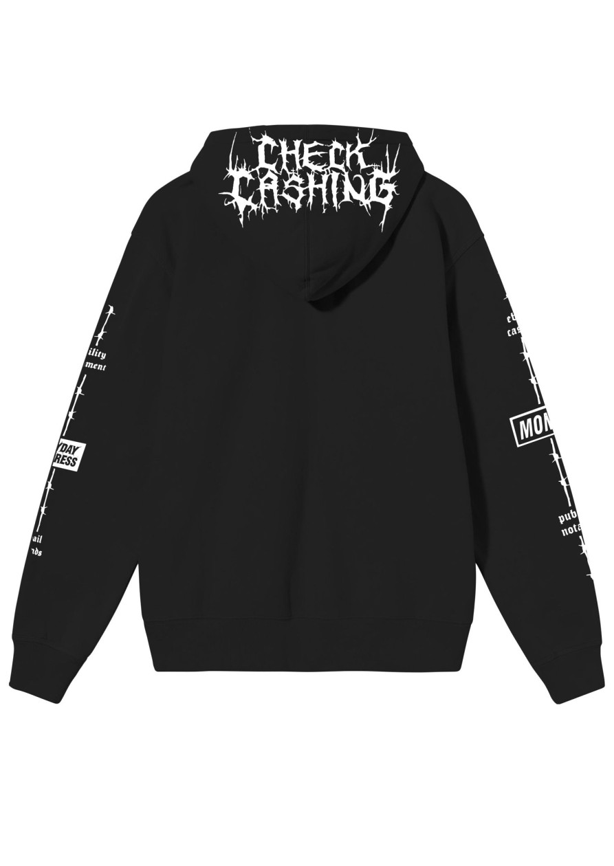 Men Coney Island Picnic | Check Cashing Graphic Zip Up Hoodie Black