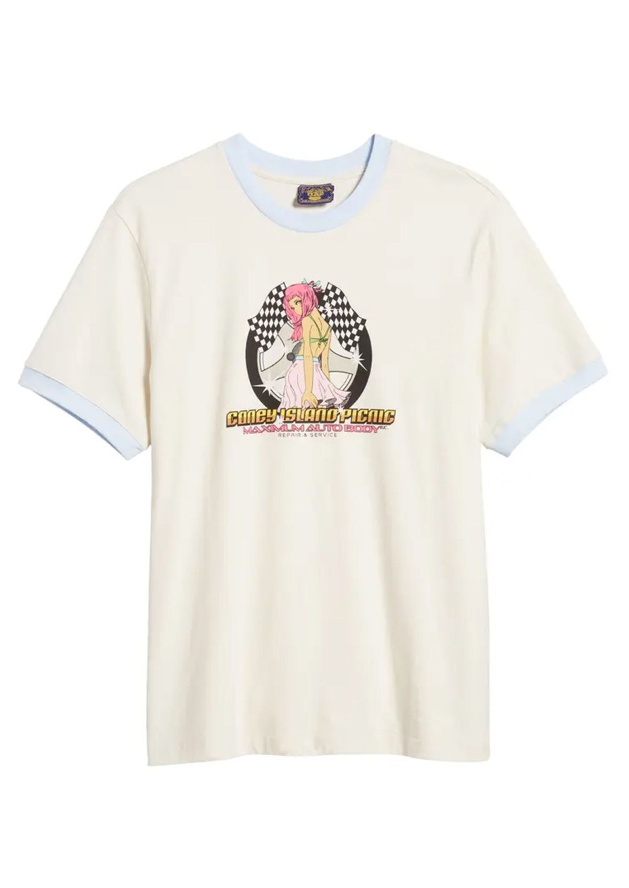 Men Coney Island Picnic | Auto Body Graphic Short Sleeve Ringer Tee Coconut Milk