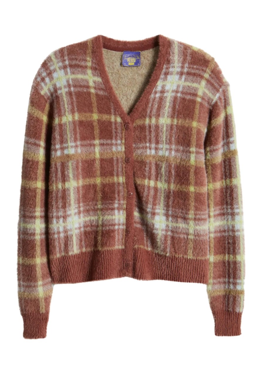 Women Coney Island Picnic | Highest Aspirations Plaid Fuzzy Cardigan Acorn Plaid