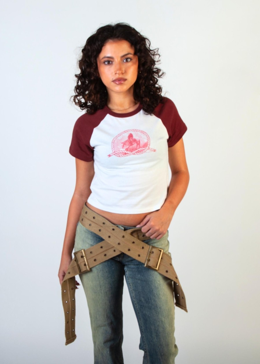 Women Coney Island Picnic | Rodeo Raglan Tee Maroon