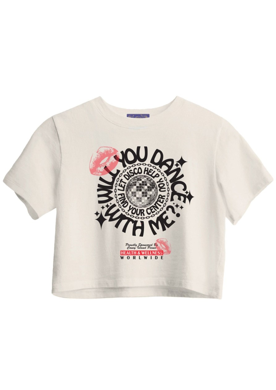 Women Coney Island Picnic | Will You Dance With Me Puff Print Cropped Boxy Tee Coconut Milk