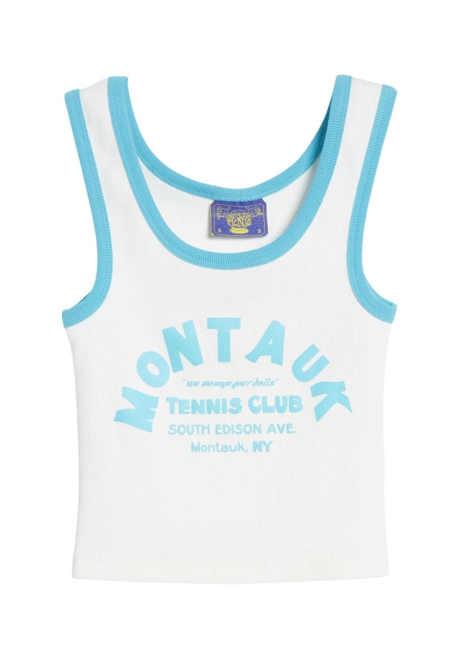 Women Coney Island Picnic | Montauk Tennis Club Ringer Tank Top White/Teal