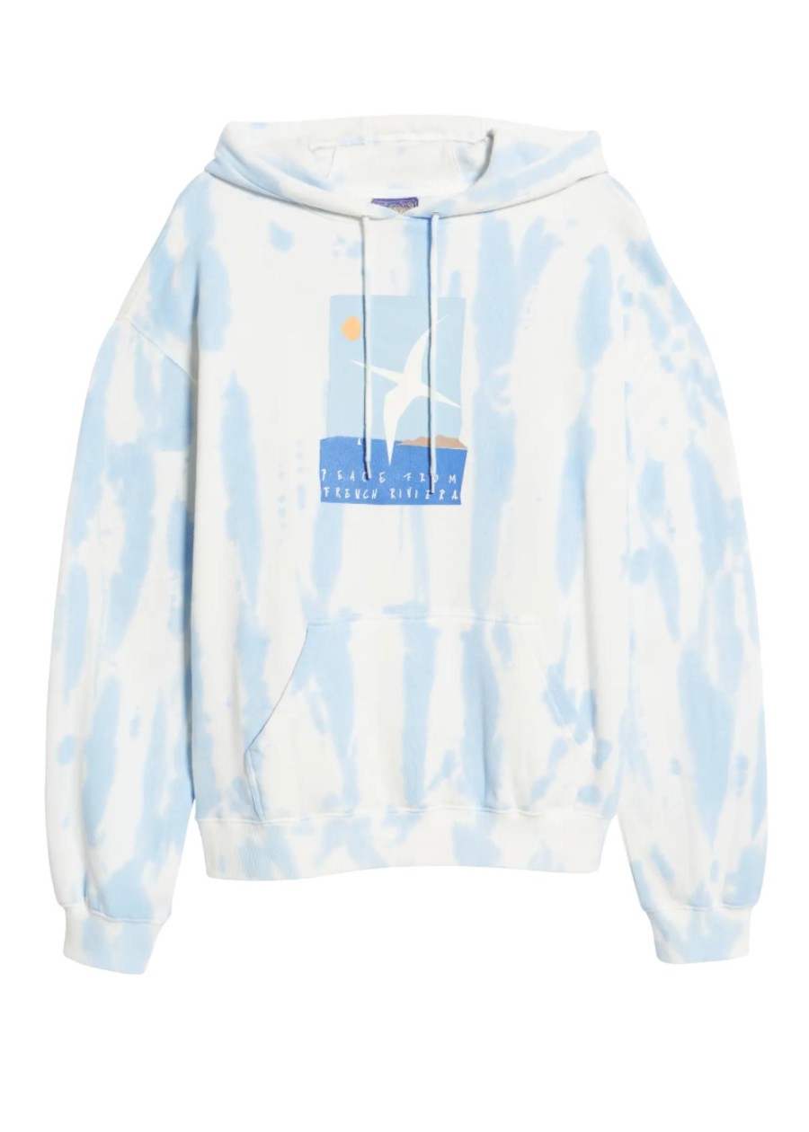 Women Coney Island Picnic | Peace From French Riviera Graphic Pullover Hoodie Td Light Blue