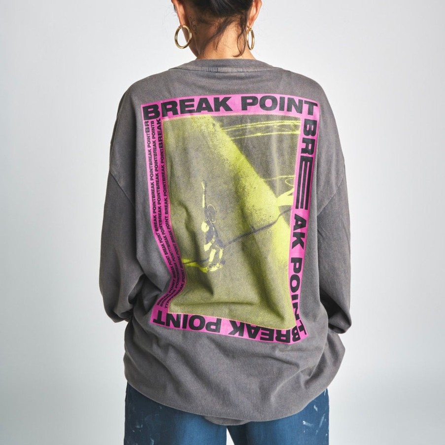 Women Coney Island Picnic | Break Point Tennis Graphic Long Sleeve Tee Gray