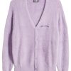 Men Coney Island Picnic | Men'S Fuzzy Plaid Cardigan Lavender