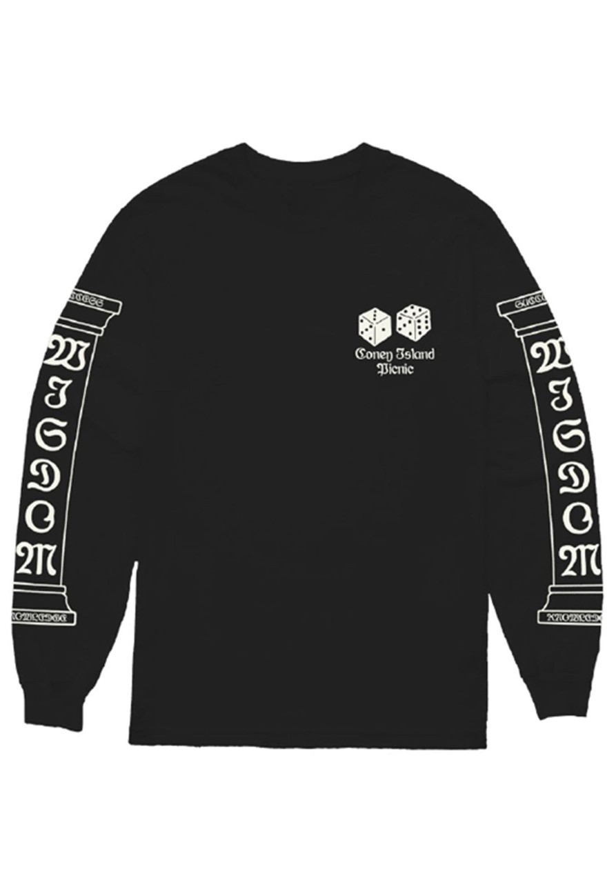 Men Coney Island Picnic | Lucky Number Puff Print Long Sleeve Tee Black