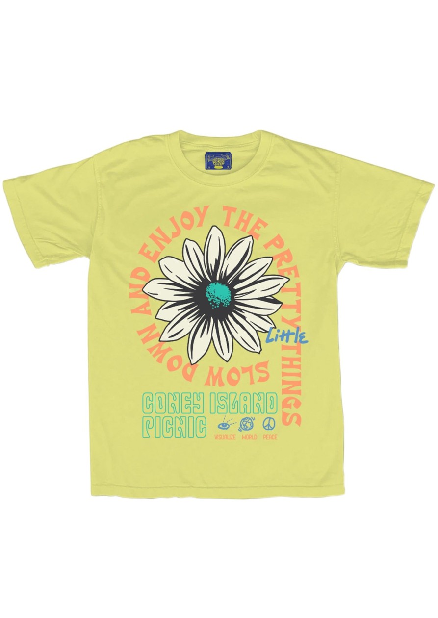 Men Coney Island Picnic | Slow Down And Enjoy Graphic Short Sleeve Tee Lemon Yellow