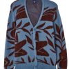 Men Coney Island Picnic | Men'S Fuzzy Plaid Cardigan Blue Acorn