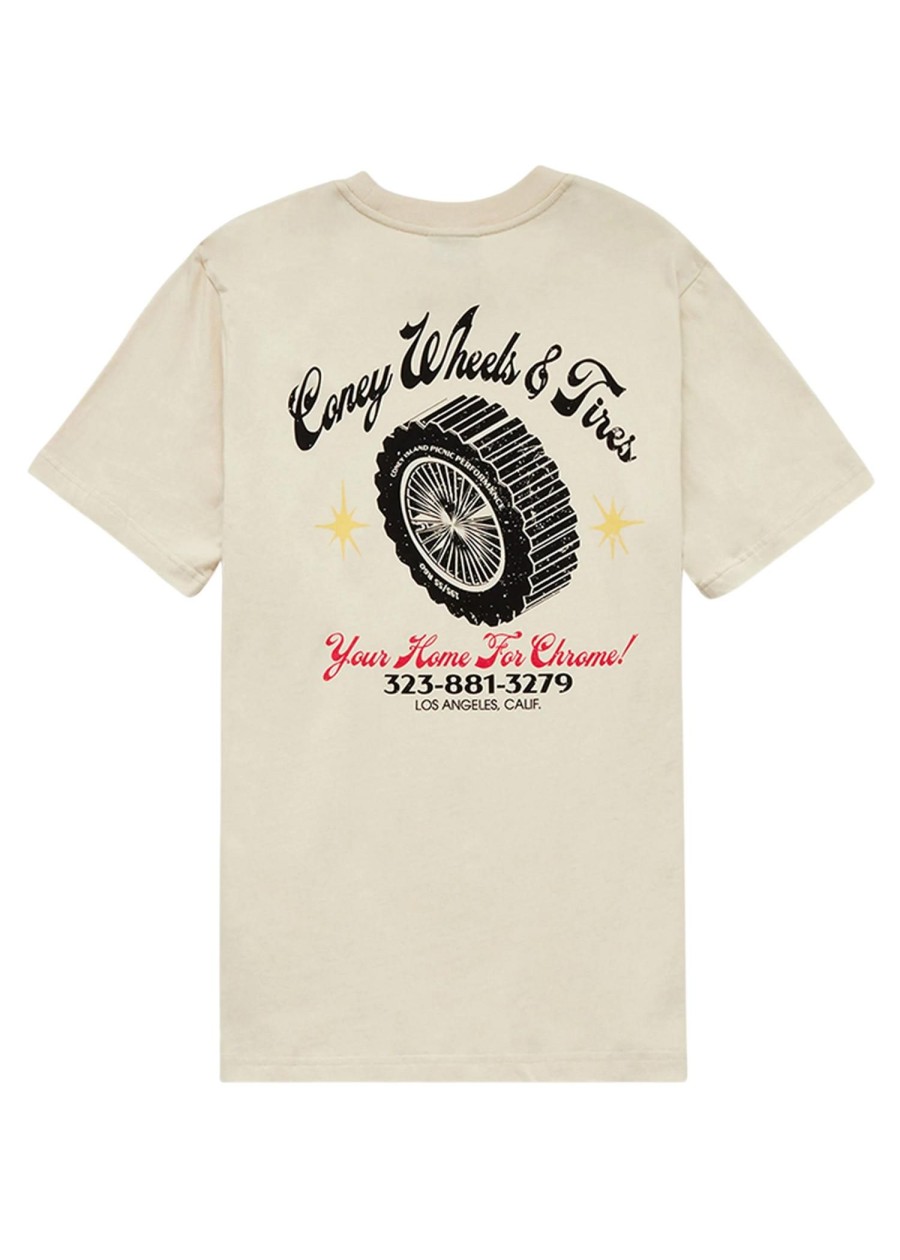 Men Coney Island Picnic | Wheels & Tires Short Sleeve Graphic Tee Almond Milk