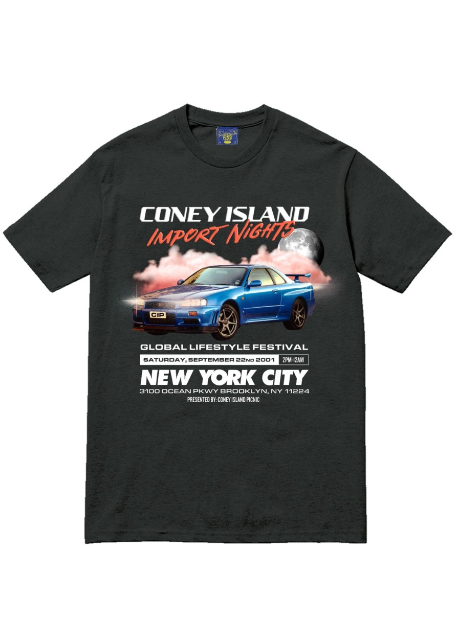 Men Coney Island Picnic | Coney Island Import Nights Puff Print Graphic Short Sleeve Tee Black