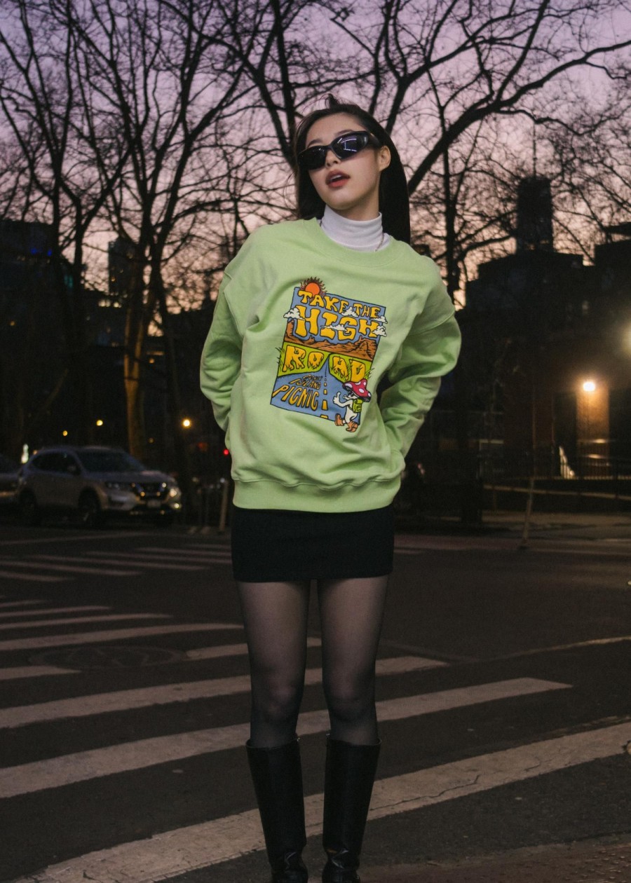 Women Coney Island Picnic | Take The High Road Graphic Sweatshirt Winter Pear