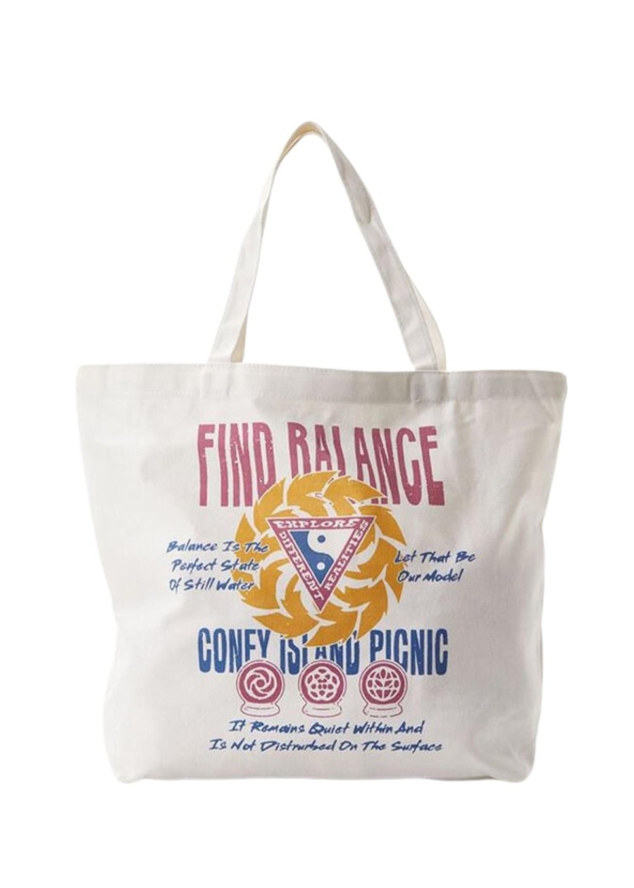 Accessories Coney Island Picnic | Find Balance Canvas Tote Bag White