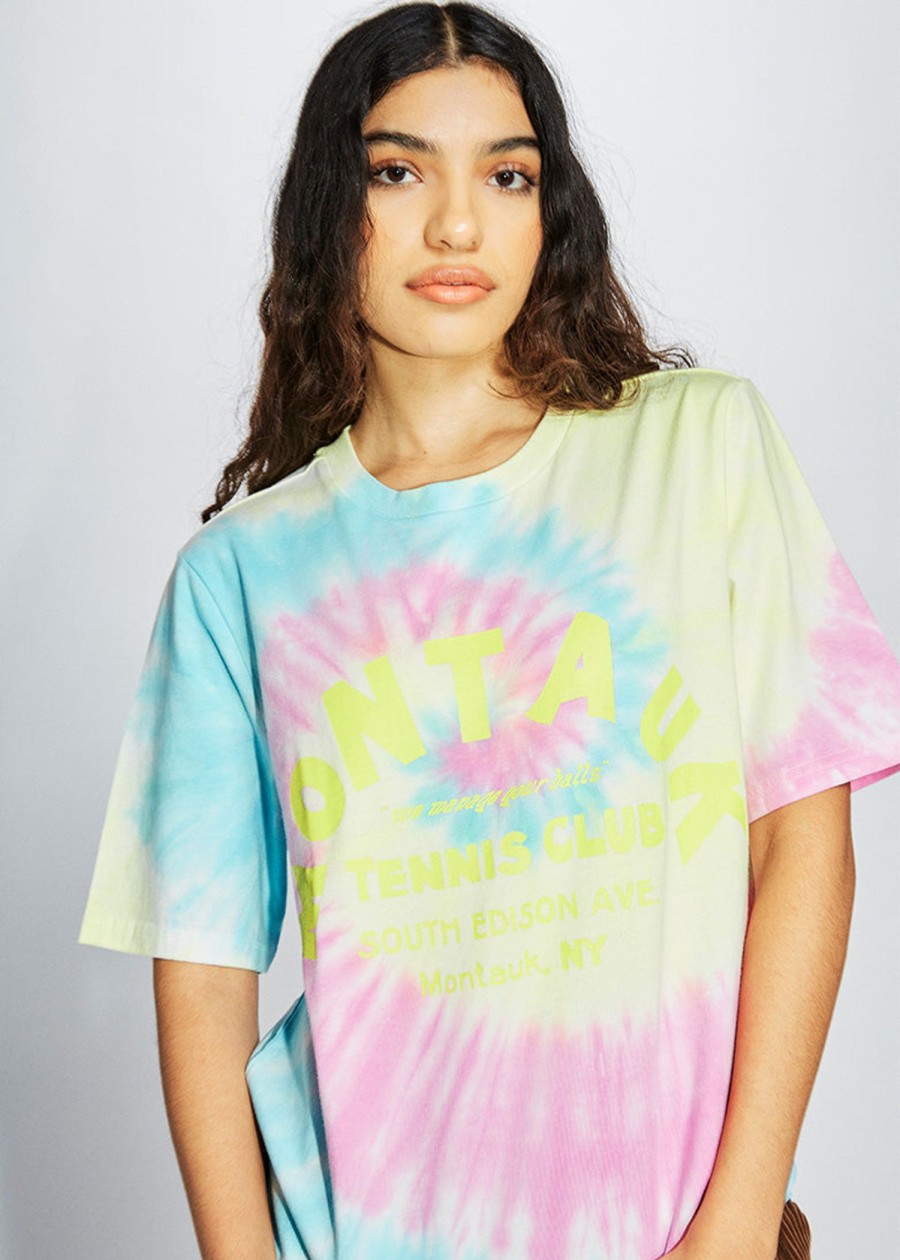 Women Coney Island Picnic | Montauk Tennis Club Graphic Short Sleeve Tee Tie Dyed