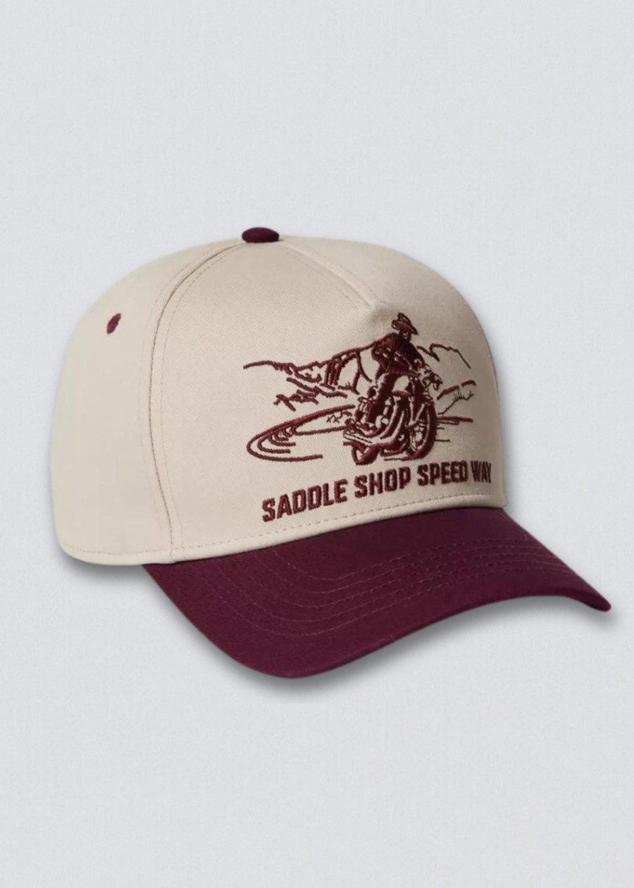 Men Coney Island Picnic | Saddle Shop Speedway Snapback Hat Cream/Maroon