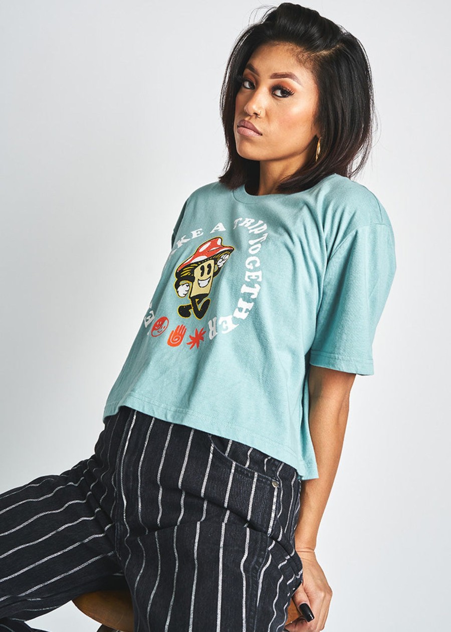 Women Coney Island Picnic | Take A Trip Crop Top Teal