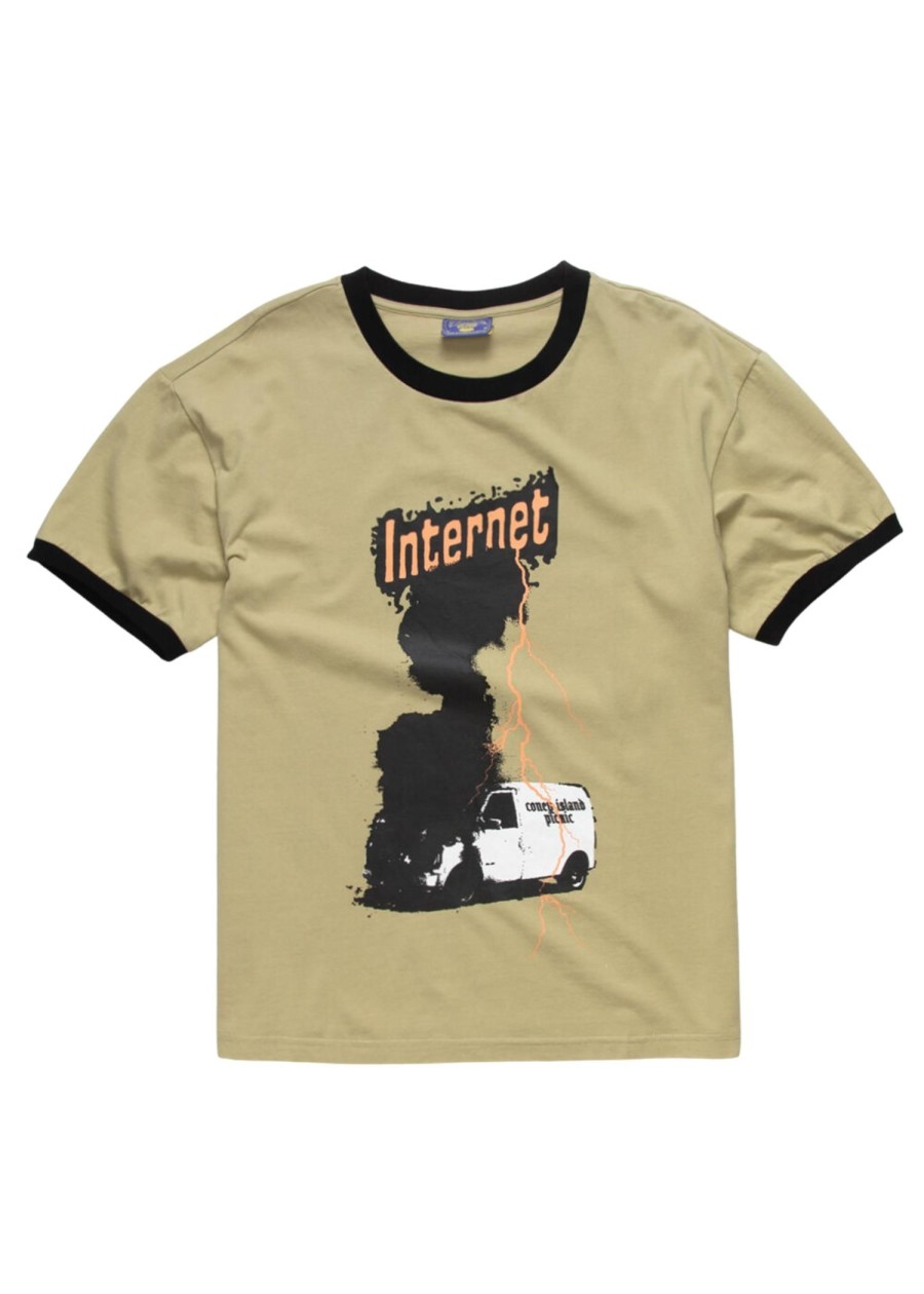 Men Coney Island Picnic | Cip Internet Graphic Short Sleeve Ringer Tee Golden Green