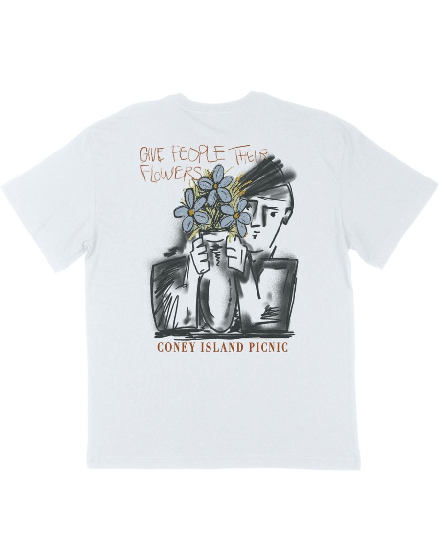 Men Coney Island Picnic | Flowers To The People Graphic Short Sleeve Tee Bright White