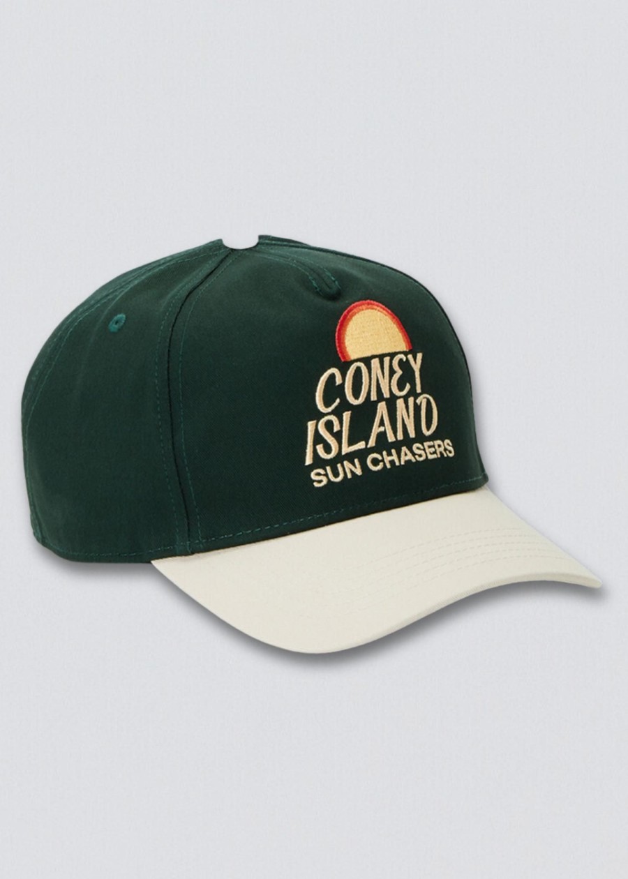 Men Coney Island Picnic | Sun Chasers Snapback Hat Dark Green/Oatmeal