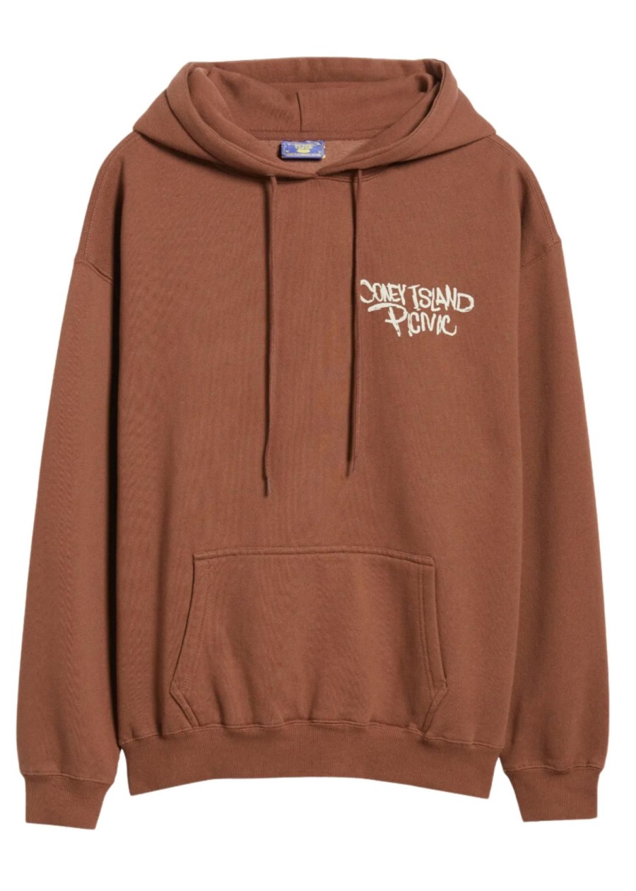 Men Coney Island Picnic | Avant Gardening Grass Graphic Pullover Hoodie Brown