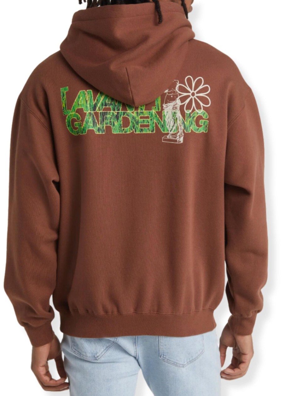 Men Coney Island Picnic | Avant Gardening Grass Graphic Pullover Hoodie Brown