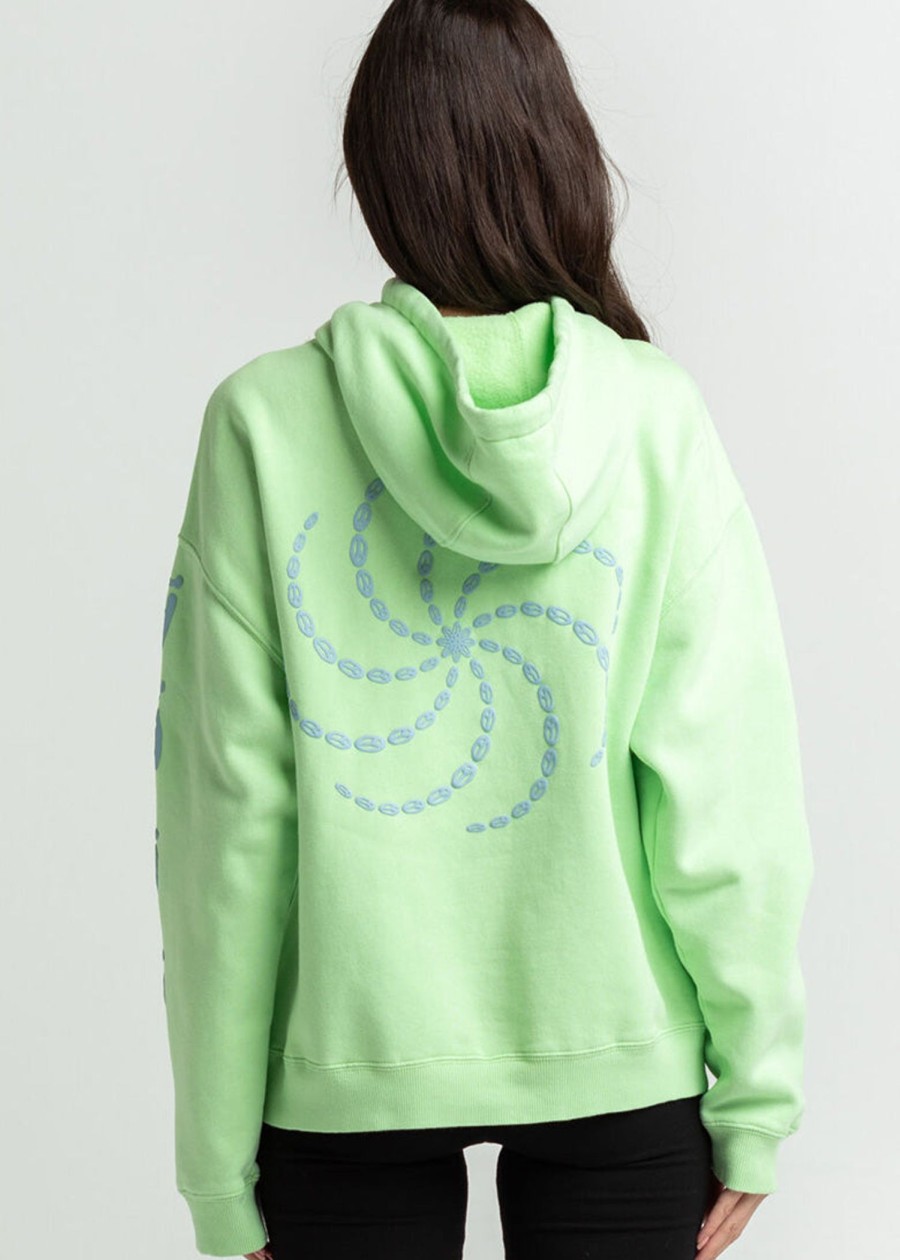 Women Coney Island Picnic | Wheel Of Positive Mind Graphic Pullover Hoodie Green