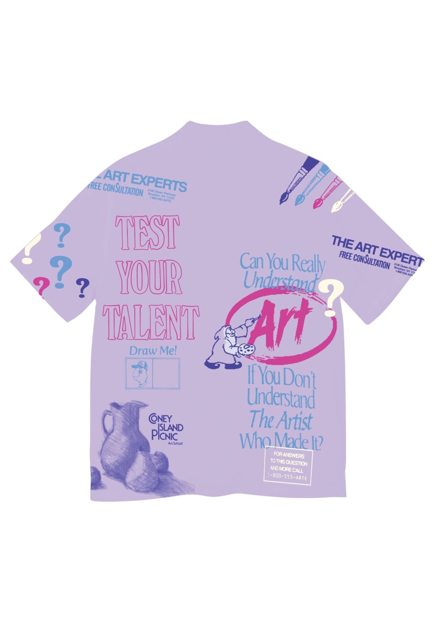 Men Coney Island Picnic | Cip Art School Rayon Camp Shirt Lilac