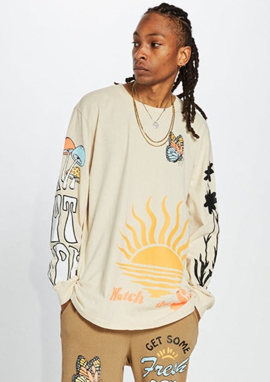 Men Coney Island Picnic | Fresh Air Graphic Long Sleeve Tee Beige