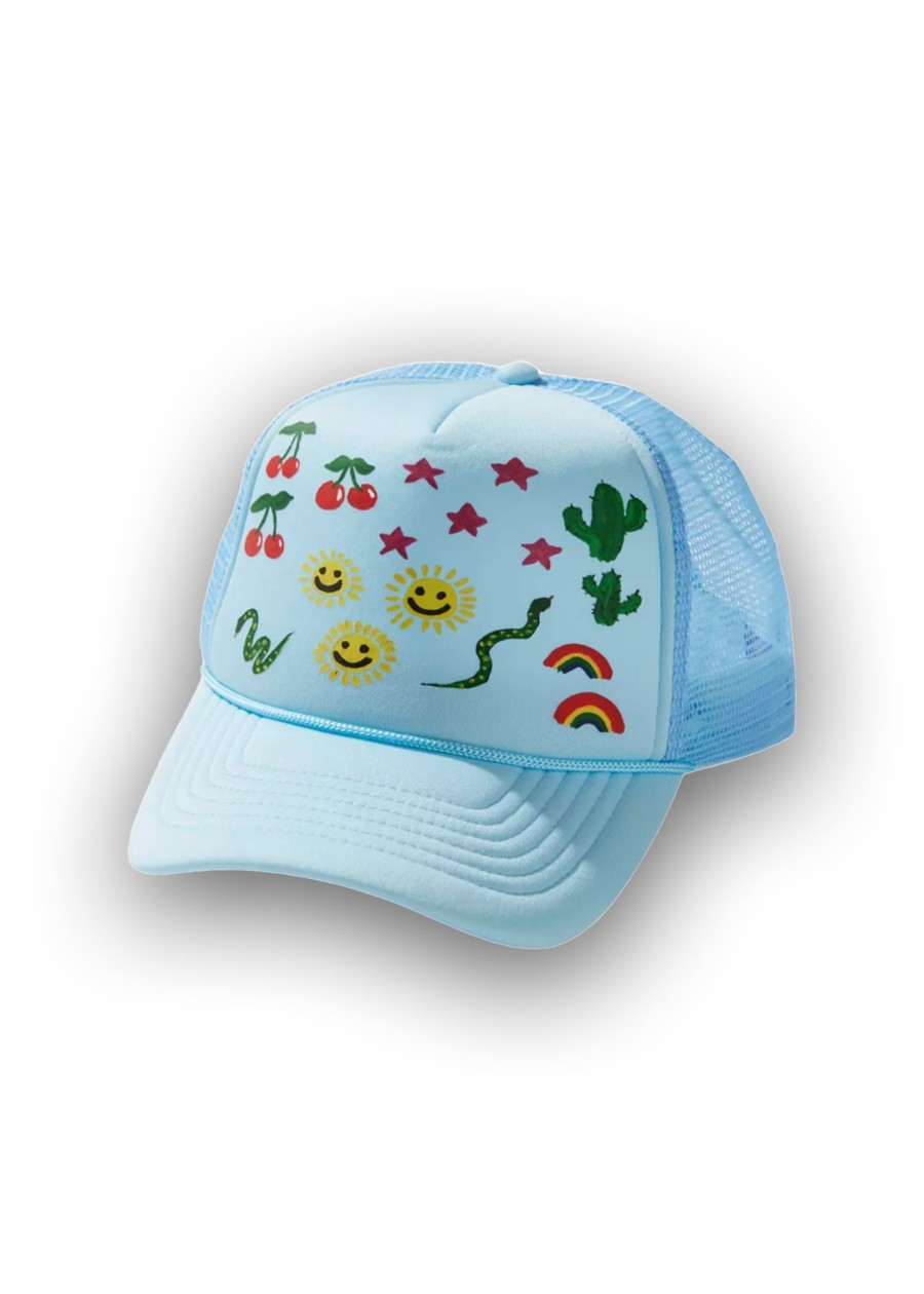 Men Coney Island Picnic | Art Doodles Trucker Hat Blue