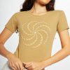 Women Coney Island Picnic | Peace Spiral Puff Print Crop Top