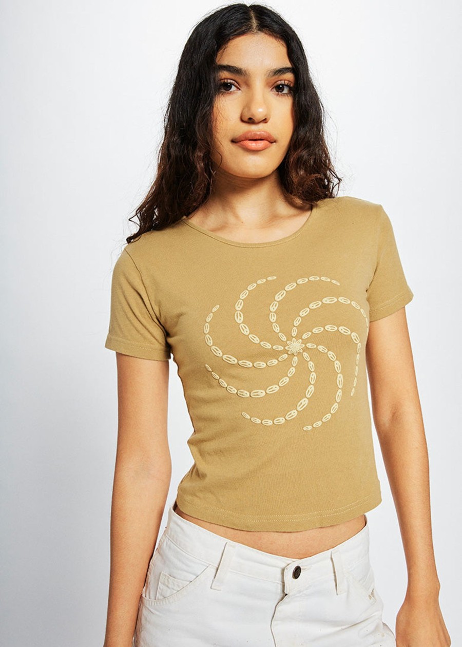 Women Coney Island Picnic | Peace Spiral Puff Print Crop Top