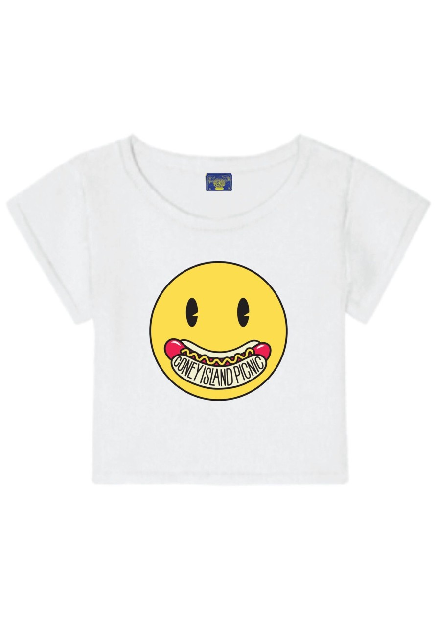 Women Coney Island Picnic | Footlong Cropped Baby Tee White