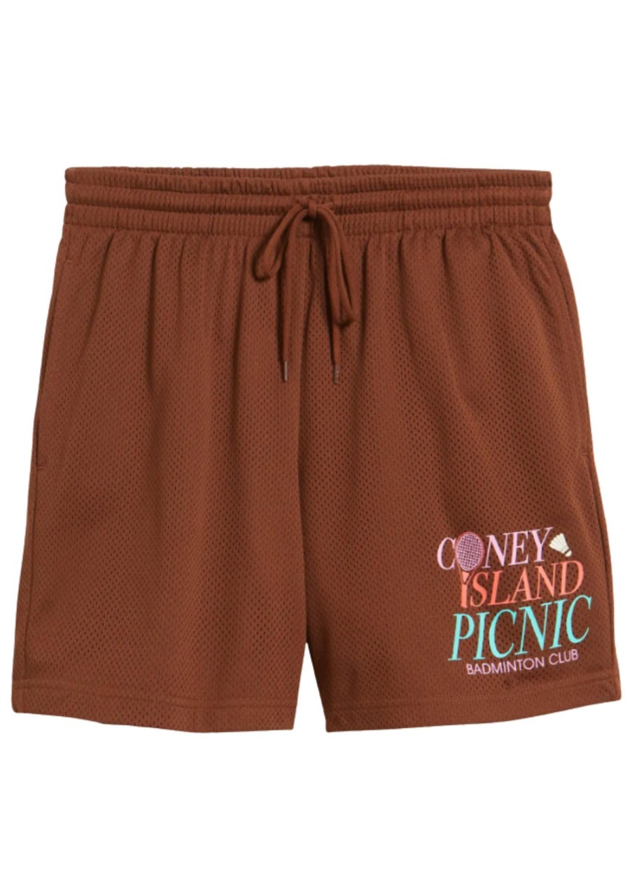 Men Coney Island Picnic | Cip Badminton Club Graphic Mesh Shorts Brown